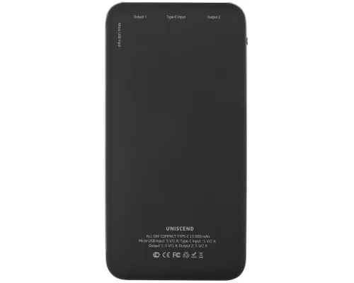 Внешний аккумулятор Uniscend All Day Compact Type-C 15000 мAч, черный Внешний аккумулятор Uniscend All Day Compact Type-C 15000 мAч, черный