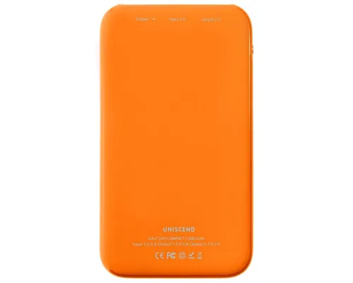 Внешний аккумулятор Uniscend Half Day Compact 5000 мAч, оранжевый Внешний аккумулятор Uniscend Half Day Compact 5000 мAч, оранжевый