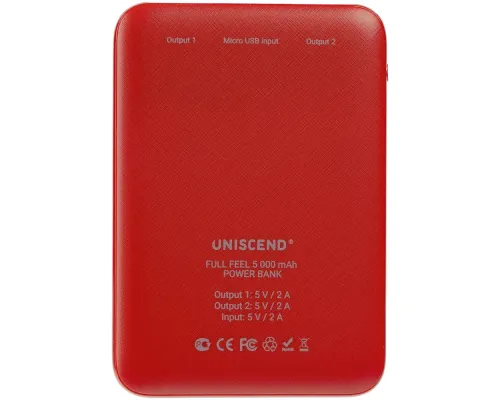 Внешний аккумулятор Uniscend Full Feel 5000 mAh, красный Внешний аккумулятор Uniscend Full Feel 5000 mAh, красный