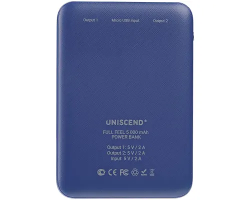 Внешний аккумулятор Uniscend Full Feel 5000 mAh, синий Внешний аккумулятор Uniscend Full Feel 5000 mAh, синий