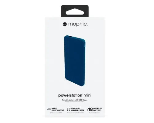 Внешний аккумулятор Mophie Powerstation Mini 5000 мАч, синий Внешний аккумулятор Mophie Powerstation Mini 5000 мАч, синий