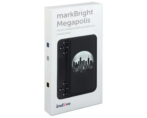 Аккумулятор с беспроводной зарядкой markBright Megapolis, 8000 мАч, черный