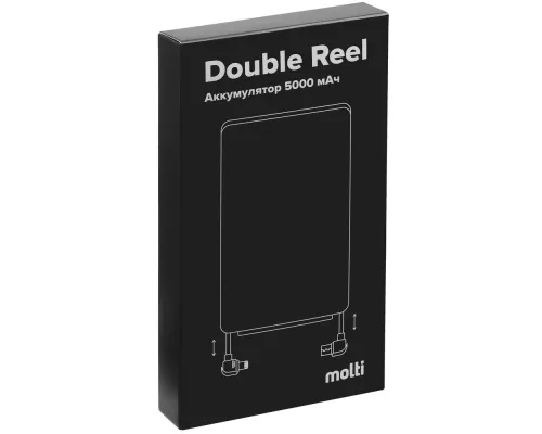 Внешний аккумулятор Double Reel 5000 мАч, черный Внешний аккумулятор Double Reel 5000 мАч, черный