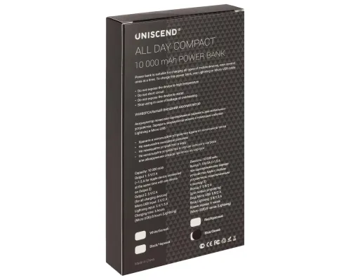 Внешний аккумулятор Uniscend All Day Compact 10000 мAч, черный Внешний аккумулятор Uniscend All Day Compact 10000 мAч, черный