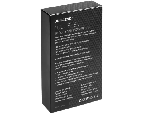 Внешний аккумулятор Uniscend Full Feel 10000 мАч с индикатором, черный Внешний аккумулятор Uniscend Full Feel 10000 мАч с индикатором, черный