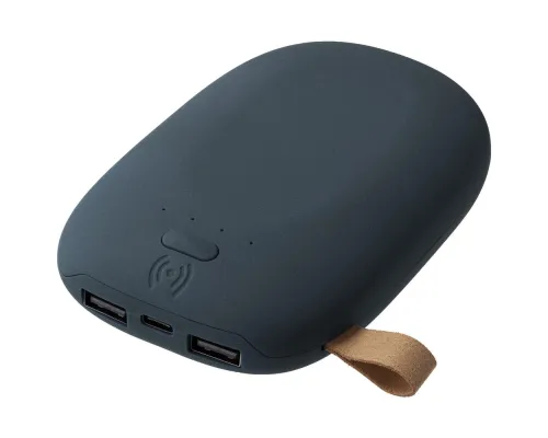 Аккумулятор с беспроводной зарядкой Pebble Wireless 9000 мАч, серо-синий