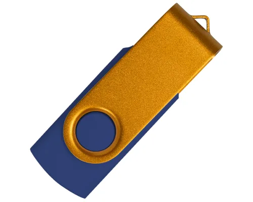 Флеш накопитель USB 2.0 Twister Сolor Mix 16GB, пластик Софт Тач/металл, темно-синий/золотистый