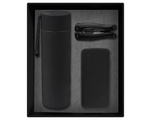 Набор подарочный Solution Prestige Trio (внешний аккумулятор, мультитул, термос), черный