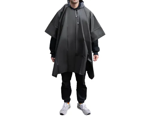 Дождевик пончо Budget туристический один размер, черный