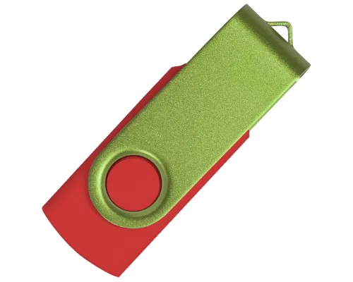 Флеш накопитель USB 2.0 Twister Сolor Mix 16GB, пластик Софт Тач/металл, красный/светло-зеленый