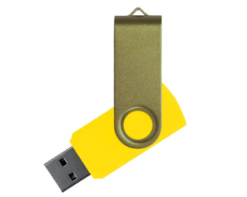 Флеш накопитель USB 2.0 Twister Сolor Mix 16GB, пластик Софт Тач/металл, желтый/оливковый