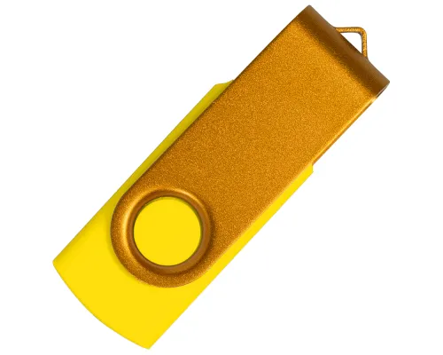 Флеш накопитель USB 2.0 Twister Сolor Mix 16GB, пластик Софт Тач/металл, желтый/золотистый