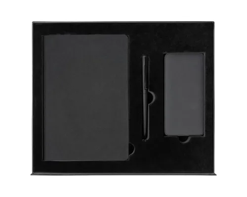 Набор подарочный Solution Prestige Trio (Ежедневник Flexy Latte Color А5, Внешний аккумулятор (powerbank) «WeCharge Velvet», ручка SAMURAI Requis ) в подарочный коробке, черный
