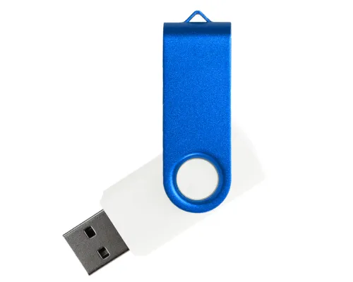 Флеш накопитель USB 2.0 Twister Сolor Mix 16GB, пластик Софт Тач/металл, белый/синий