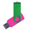 Флеш накопитель USB 2.0 Twister Сolor Mix 16GB, пластик Софт Тач/металл, розовый/зеленый