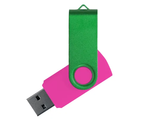 Флеш накопитель USB 2.0 Twister Сolor Mix 16GB, пластик Софт Тач/металл, розовый/зеленый