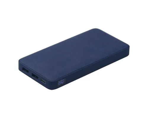 Внешний аккумулятор (powerbank) «WeCharge Velvet», 10 000 mAH, 5V -2A , c цифровым дисплеем для контроля заряда, темно-синий