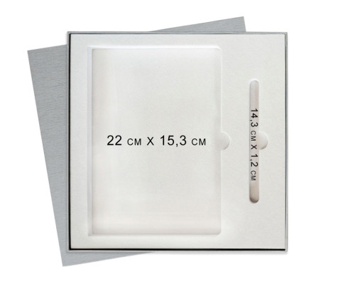 Коробка подарочная Solution Superior Alfa Linen под ежедневник и ручку, серебро, 25,7x25,7x2,8 см, бежевый ложемент Коробка подарочная Solution Superior Alfa Linen под ежедневник и ручку, серебро, 25,7x25,7x2,8 см, бежевый ложемент