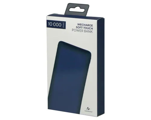 Внешний аккумулятор (powerbank)  «WeCharge Soft Touch»,  10 000 mAH, Power Delivery (PD) 25.5W, со светящимся логотипом после гравировки, c цифровым дисплеем для контроля заряда, темно-синий