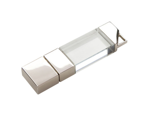 Флеш накопитель USB 2.0 Crystal v2 32GB, металл/стекло, прозрачный/серебристый, подсветка синим Флеш накопитель USB 2.0 Crystal v2 32GB, металл/стекло, прозрачный/серебристый, подсветка синим