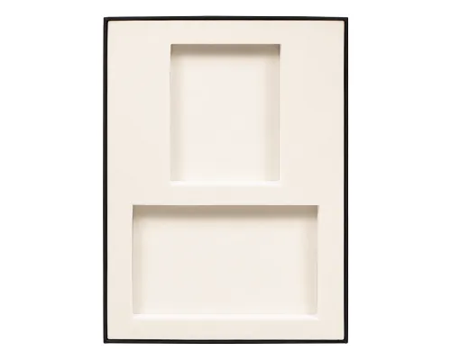 Коробка подарочная, размер 24*17,5*3 см, Solution Superior Linen, черная, бежевый ложемент под два прямоугольных предмета
