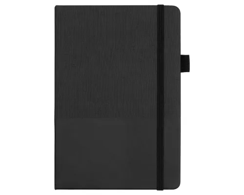 Блокнот А5 Burnie, в твердой обложке c резинкой и петлей для ручки в линейку, черный