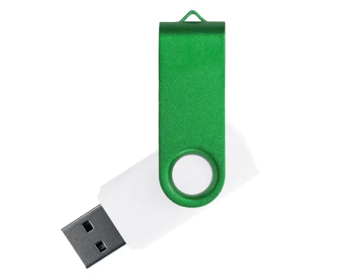 Флеш накопитель USB 2.0 Twister Сolor Mix 16GB, пластик Софт Тач/металл, белый/зеленый
