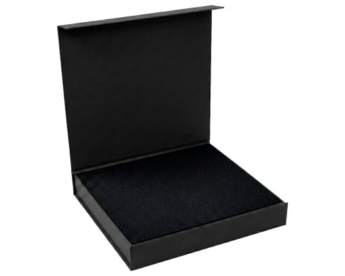 Подарочная коробка, размер 29,7*28,0*4,5 см, Solution Prestige Magnum  Linen с магнитным клапаном, черная, с черным ложементом из EVA