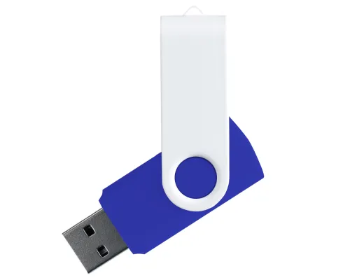 Флеш накопитель USB 2.0 Twister Сolor Mix 16GB, пластик Софт Тач/металл, синий/белый