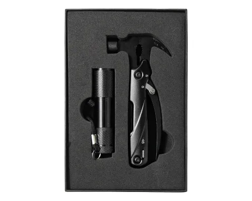 Набор подарочный Tools Hummer (мультитул и фонарик) в подарочной коробке, черный