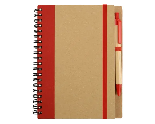 Блокнот B6 Easy Way, на пружине, в твердой обложке, c ручкой, красный