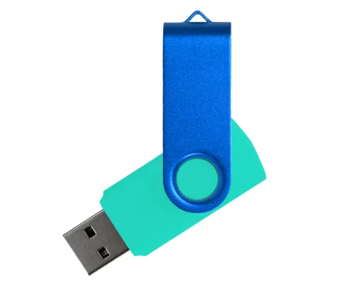 Флеш накопитель USB 2.0 Twister Сolor Mix 16GB, пластик Софт Тач/металл, бирюзовый/синий