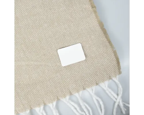 Шеврон Rectangle Cowhide размер 60*30 мм, белый, со скругленными углами