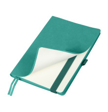Ежедневник Flexy Line Linen А5, бирюзовый/бирюзовый, недатированный, в гибкой обложке, с резинкой и петлей для ручки
