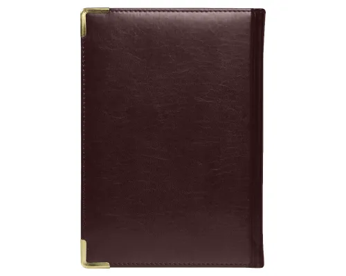 Ежедневник полудатированный Classic Pristine Gold А5, темно-коричневый  с золотом, с металлическими уголками, в твердой обложке с поролоном