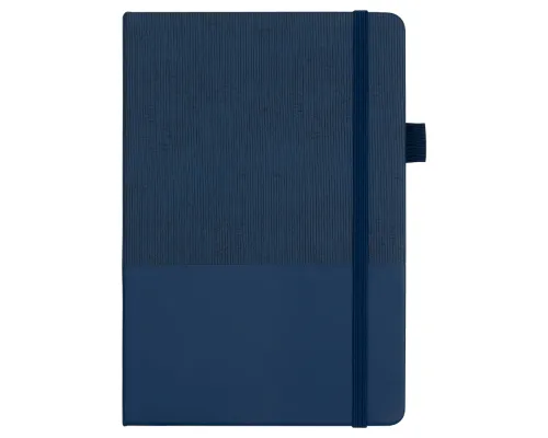 Блокнот А5 Burnie, в твердой обложке c резинкой и петлей для ручки в линейку, синий