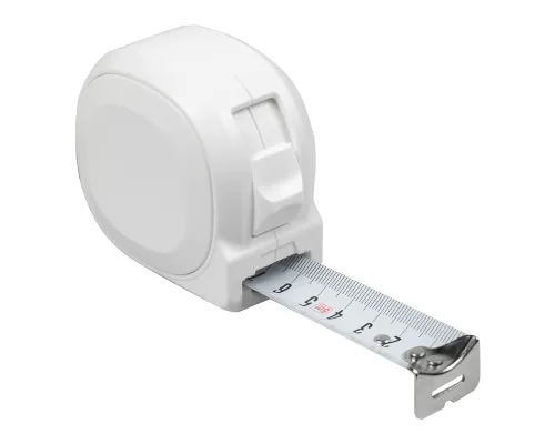 Рулетка Tools Standart, 5 метров, белая, пластиковая, с ремешком