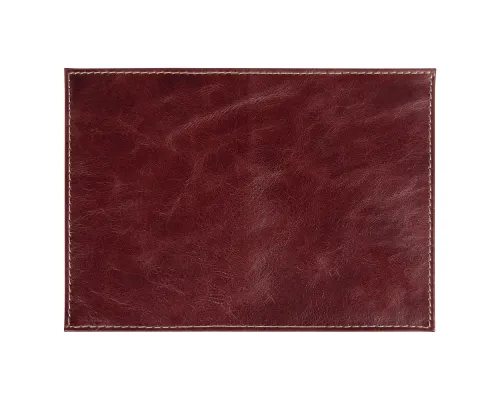 Обложка для автодокументов Leather Sky Matt Sun из натуральной кожи, бордовая с белой прострочкой