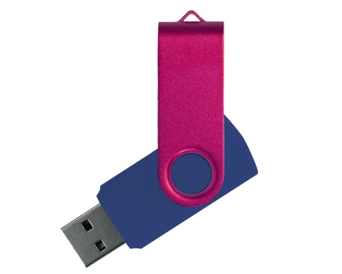 Флеш накопитель USB 2.0 Twister Сolor Mix 16GB, пластик Софт Тач/металл, темно-синий/розовый