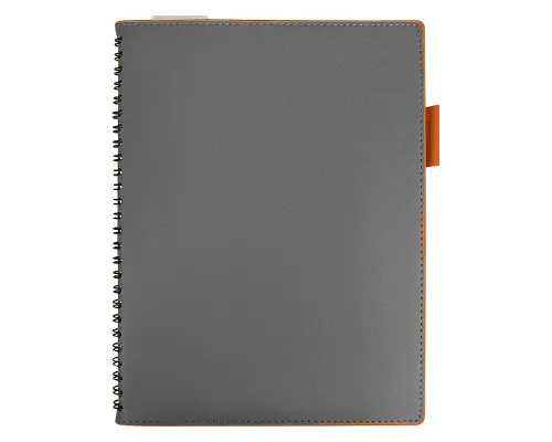 Ежедневник Flexy Verde Sivilia B5 на пружине, серо-оранжевый, недатированный, в гибкой обложке