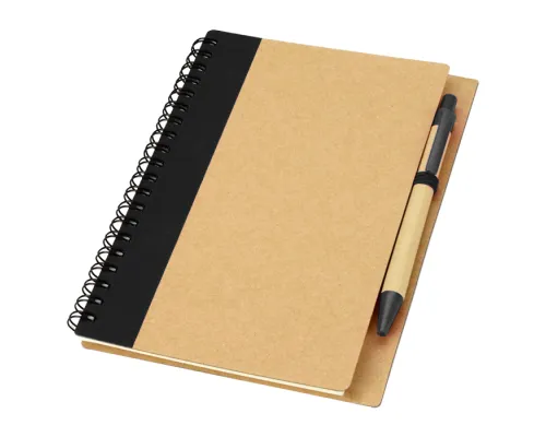 Блокнот B6 Easy Way, на пружине, в твердой обложке, c ручкой, черный