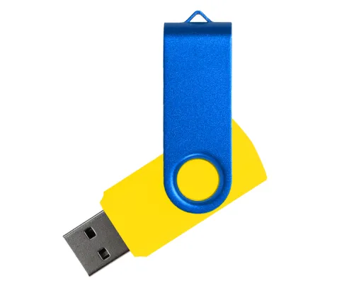 Флеш накопитель USB 2.0 Twister Сolor Mix 16GB, пластик Софт Тач/металл, желтый/синий