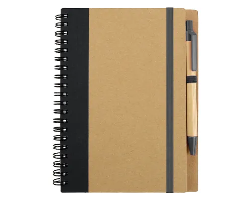 Блокнот B6 Easy Way, на пружине, в твердой обложке, c ручкой, черный