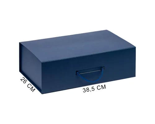 Подарочная коробка, размер 38,5*26*10,5 см, Solution Prestige Big Case Soft с магнитным клапаном и ручкой , с EVA ложементом 36,8*25,1*4 см под индивидуальную вырубку, темно-синяя