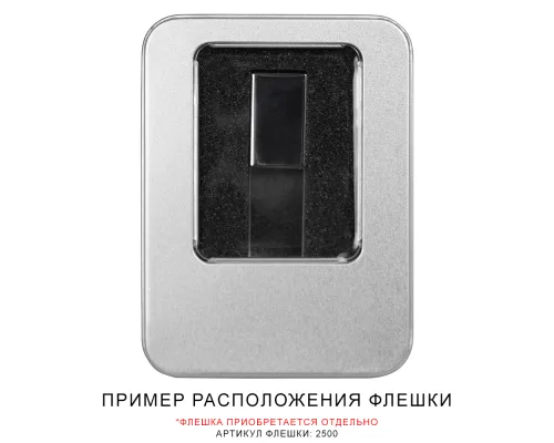Футляр Кристалл для флеш накопителя металлический, размер 11,5*8,5 см, серебристый