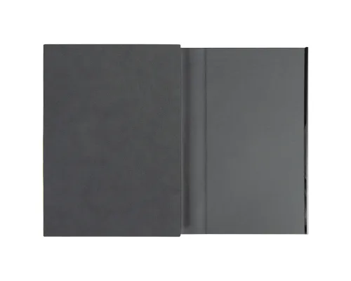 Ежедневник Alfa Bird line Nuba A5, темно-серый,  недатированный, в твердой обложке с магнитным клапаном и металлическим элементом, с тисненными линиями