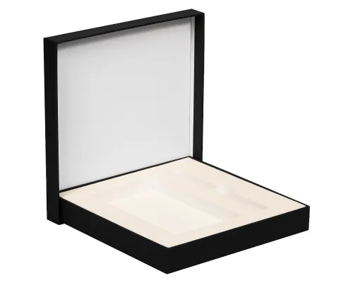 Коробка подарочная, размер 18*18*2 см, Solution Superior Linen, черная, бежевый ложемент под ручку и прямоугольный предмет