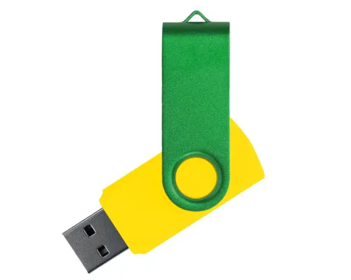 Флеш накопитель USB 2.0 Twister Сolor Mix 16GB, пластик Софт Тач/металл, желтый/зеленый