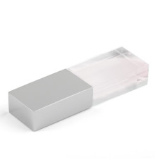 Флеш накопитель USB 2.0 Кристалл, металл/стекло, прозрачный/серебристый, подсветка белым, 32 GB