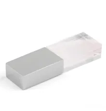 Флеш накопитель USB 2.0 Кристалл, металл/стекло, прозрачный/серебристый, подсветка белым, 32 GB